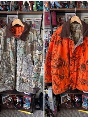 Vintage Walls Reversible Camo Hunting Jacket Orange Brown 2XL XL